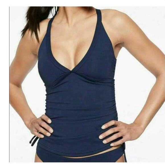 NWT Athleta Scrunch Ruched Tankini & bottoms in navy swim 2 piece size medium - Picture 3 of 11